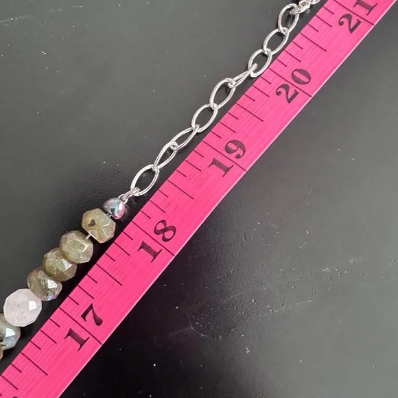 Laborite & pink quartz bead necklace with pendant by Jay King - Picture 13 of 14